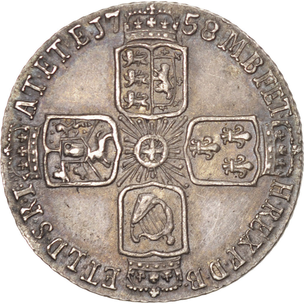Coin, Great Britain, George II, 6 Pence, 1758, AU(50-53), Silver, KM:582.2