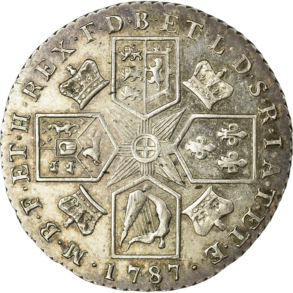 Coin, Great Britain, George III, Shilling, 1787, AU(55-58), Silver, KM:607.2