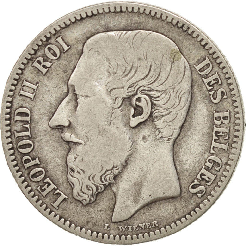 BELGIUM, 2 Francs, 2 Frank, 1866, KM #30.1, VF(30-35), Silver, 9.80