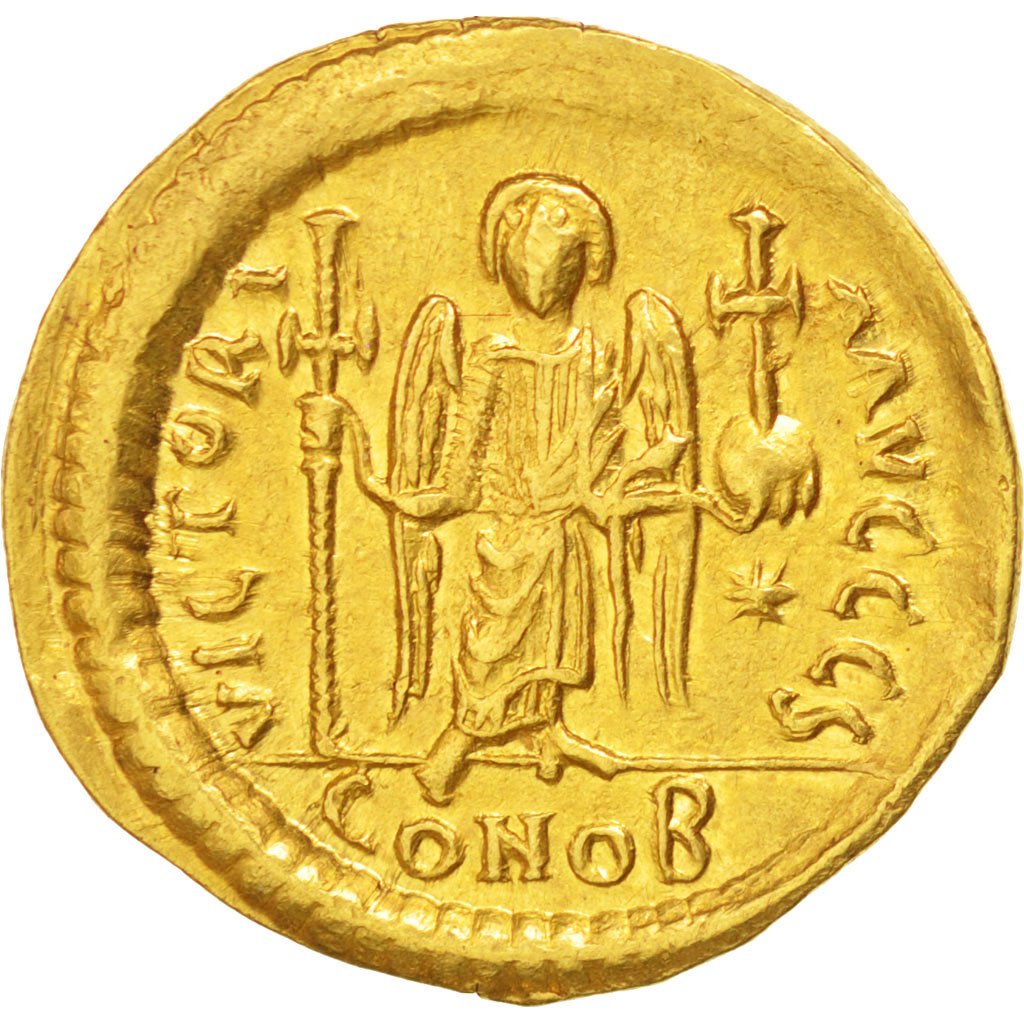 Justinian I 527-565, Solidus, Constantinople, AU(55-58), Gold, Sear #137, 4.22