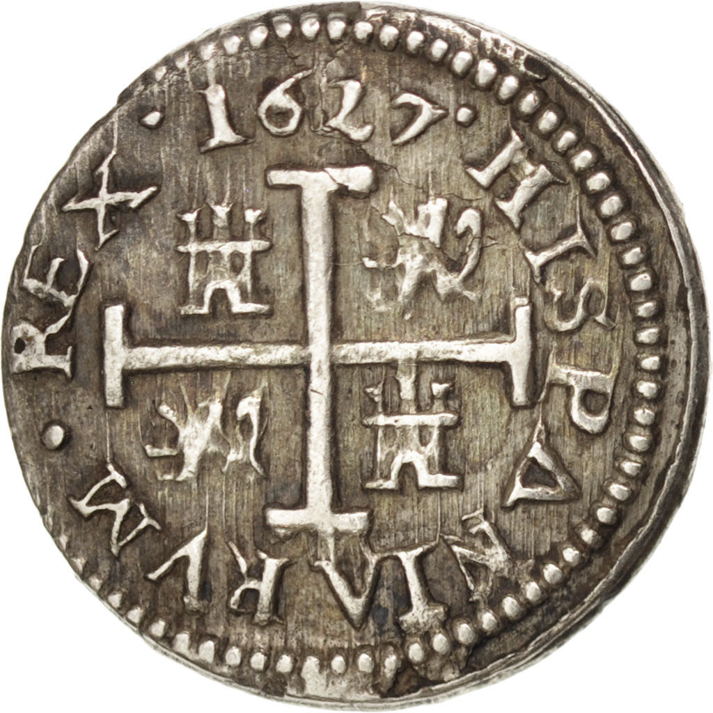 SPAIN, 1/2 Real, 1/2 Croat, 1627, Segovia, KM #88, AU(55-58), Silver, 1.57