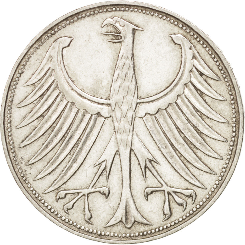GERMANY - FEDERAL REPUBLIC, 5 Mark, 1963, Munich, KM #112.1, AU(50-53), Silver,.