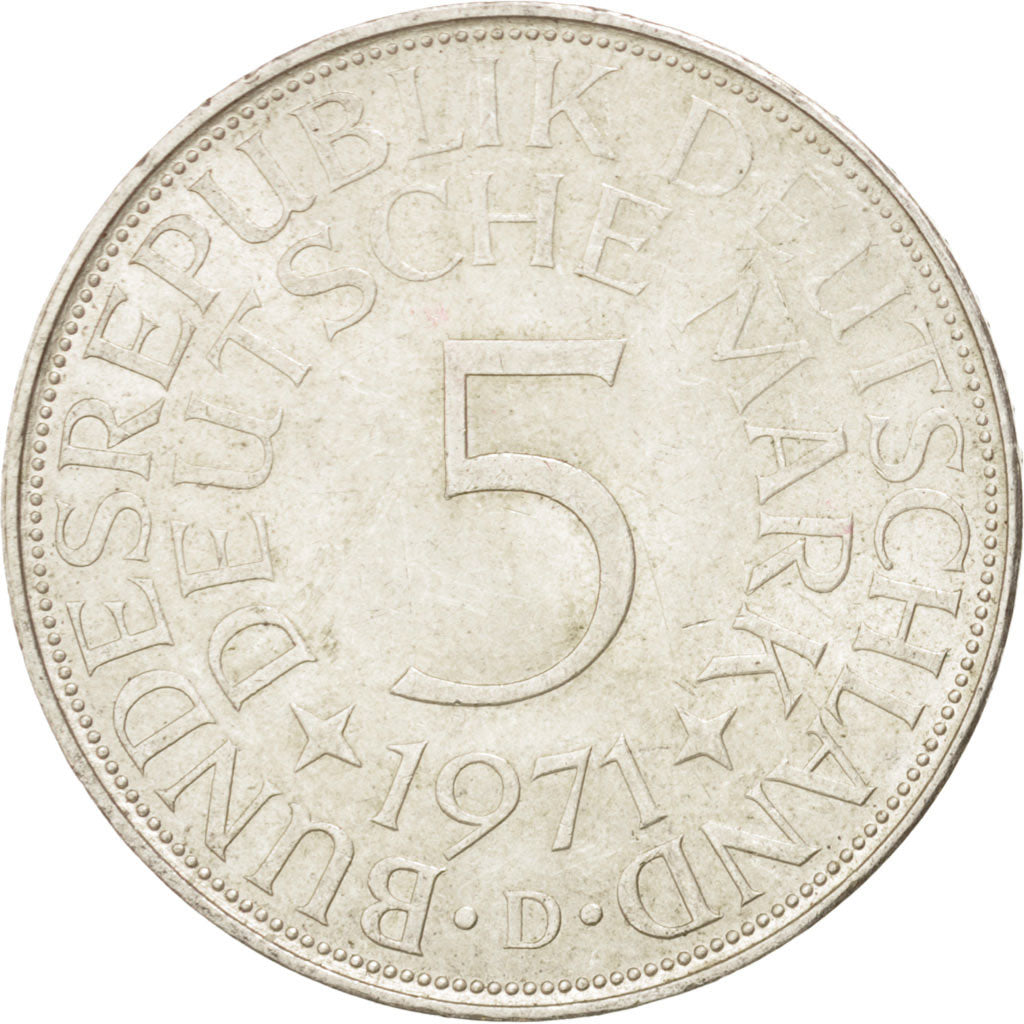 Coin, GERMANY - FEDERAL REPUBLIC, 5 Mark, 1971, Munich, AU(55-58), Silver