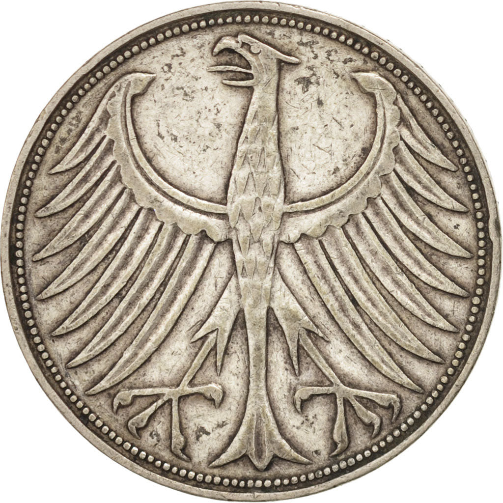 GERMANY - FEDERAL REPUBLIC, 5 Mark, 1951, Stuttgart, KM #112.1, EF(40-45),...