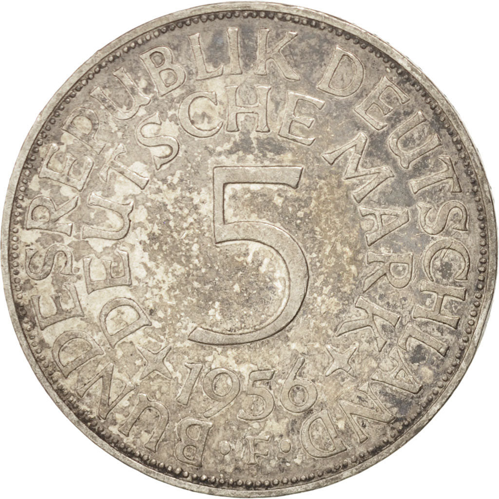 GERMANY - FEDERAL REPUBLIC, 5 Mark, 1956, Stuttgart, KM #112.1, AU(50-53),...