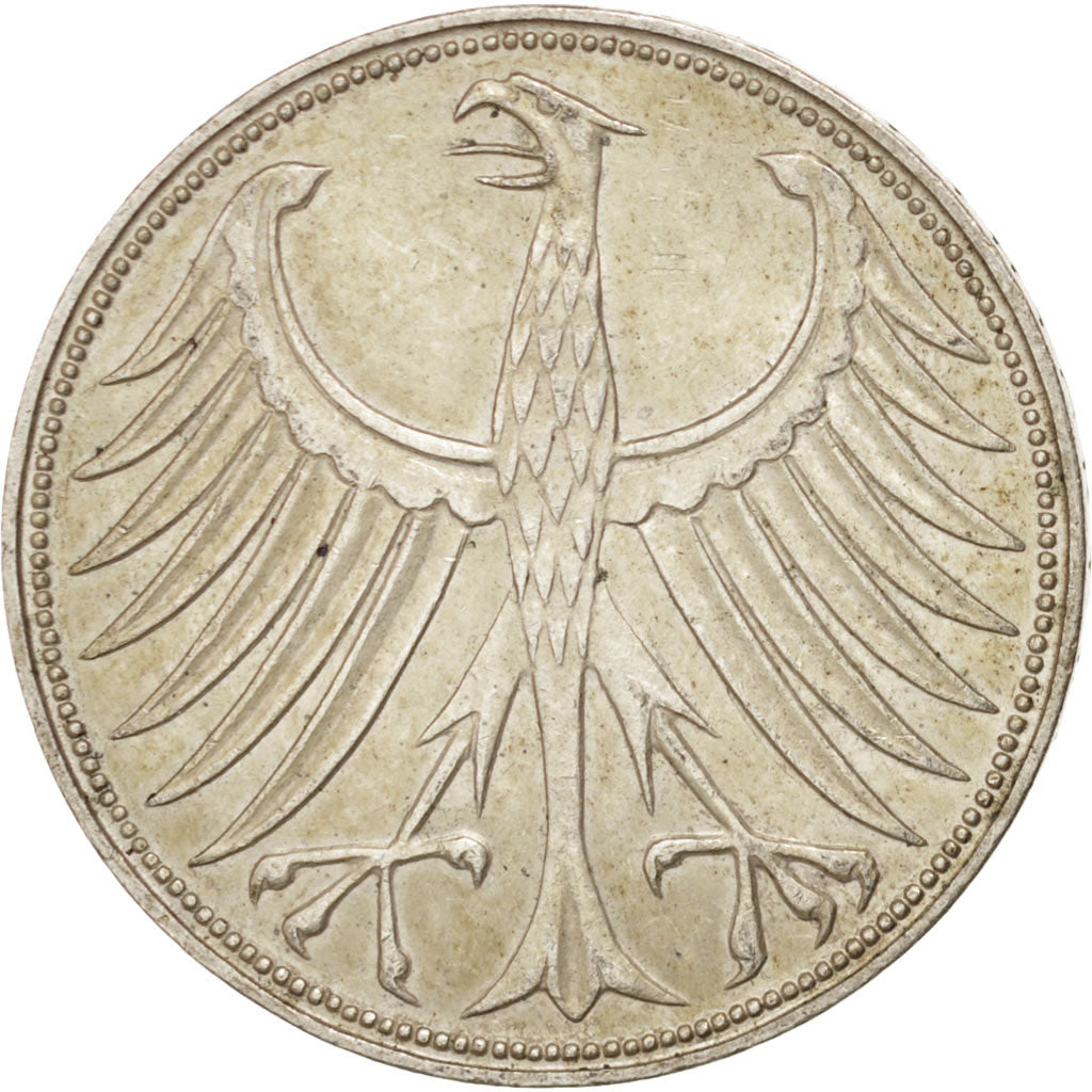 GERMANY - FEDERAL REPUBLIC, 5 Mark, 1960, Stuttgart, KM #112.1, AU(55-58),...