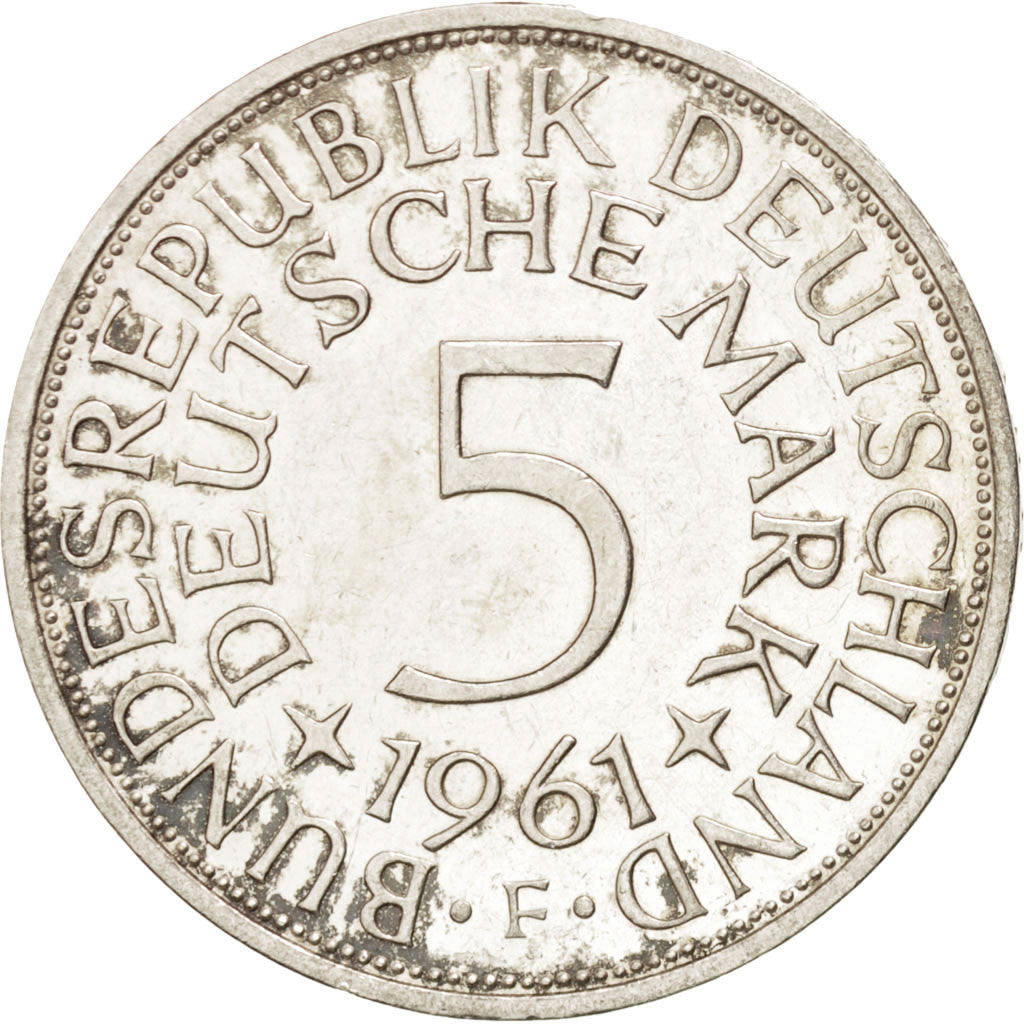Coin, GERMANY - FEDERAL REPUBLIC, 5 Mark, 1961, Stuttgart, MS(60-62), Silver
