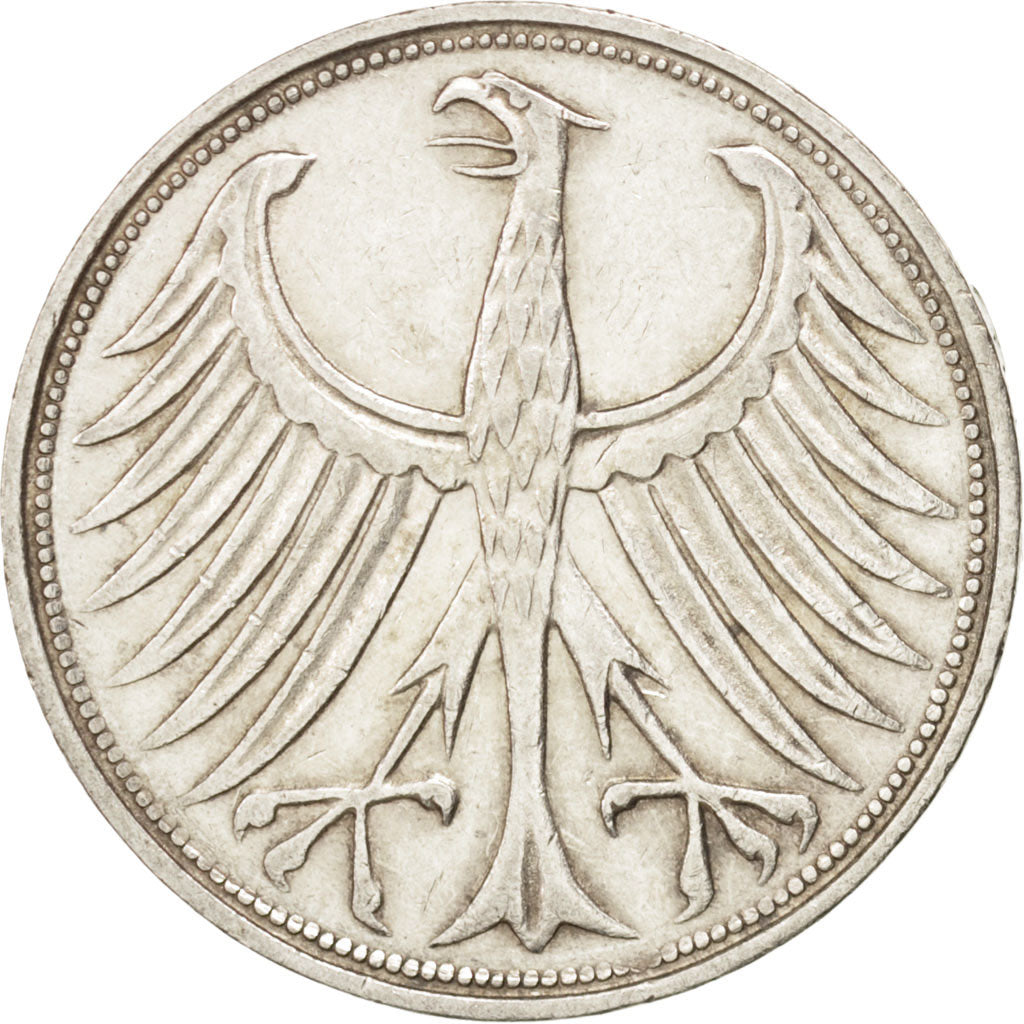 GERMANY - FEDERAL REPUBLIC, 5 Mark, 1963, Stuttgart, KM #112.1, AU(50-53),...