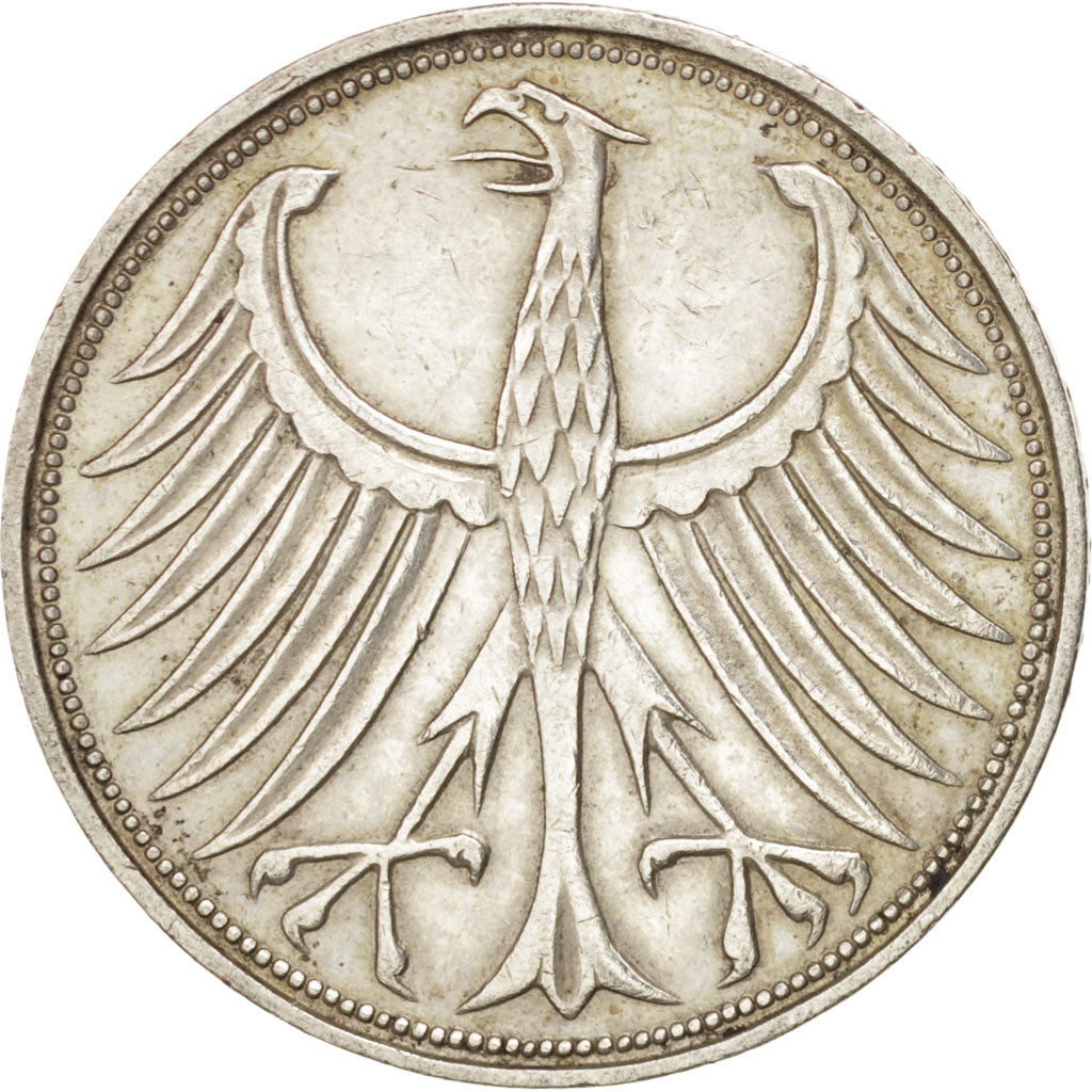 GERMANY - FEDERAL REPUBLIC, 5 Mark, 1965, Stuttgart, KM #112.1, AU(50-53),...