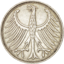 GERMANY - FEDERAL REPUBLIC, 5 Mark, 1965, Stuttgart, KM #112.1, AU(50-53),...
