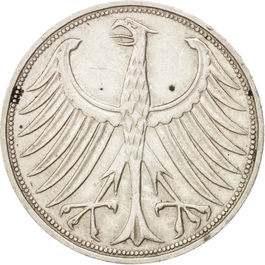 Coin, GERMANY - FEDERAL REPUBLIC, 5 Mark, 1966, Stuttgart, AU(50-53), Silver