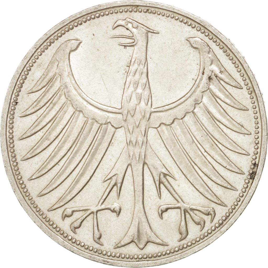 Coin, GERMANY - FEDERAL REPUBLIC, 5 Mark, 1969, Stuttgart, AU(55-58), Silver