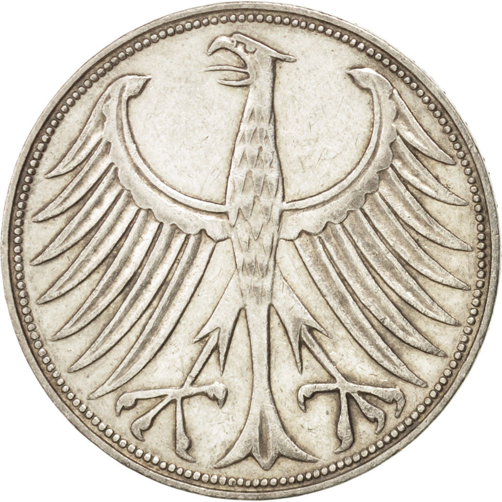 GERMANIA - REPUBBLICA FEDERALE, 5 Mark, 1960, Karlsruhe, BB, Argento, KM:112.1
