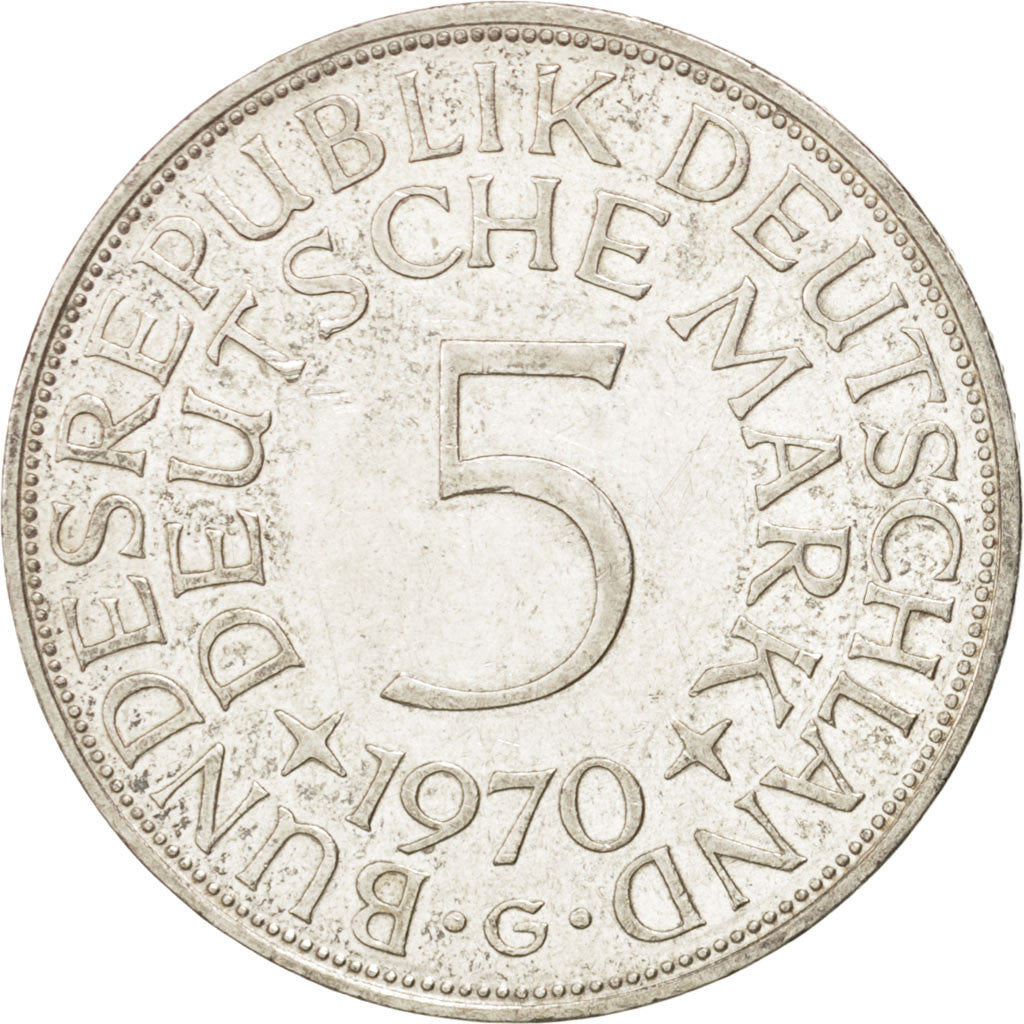 Monnaie, République fédérale allemande, 5 Mark, 1970, Karlsruhe, SUP, Argent