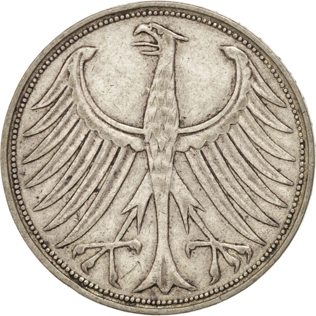 GERMANY - FEDERAL REPUBLIC, 5 Mark, 1956, Hambourg, KM #112.1, EF(40-45),...