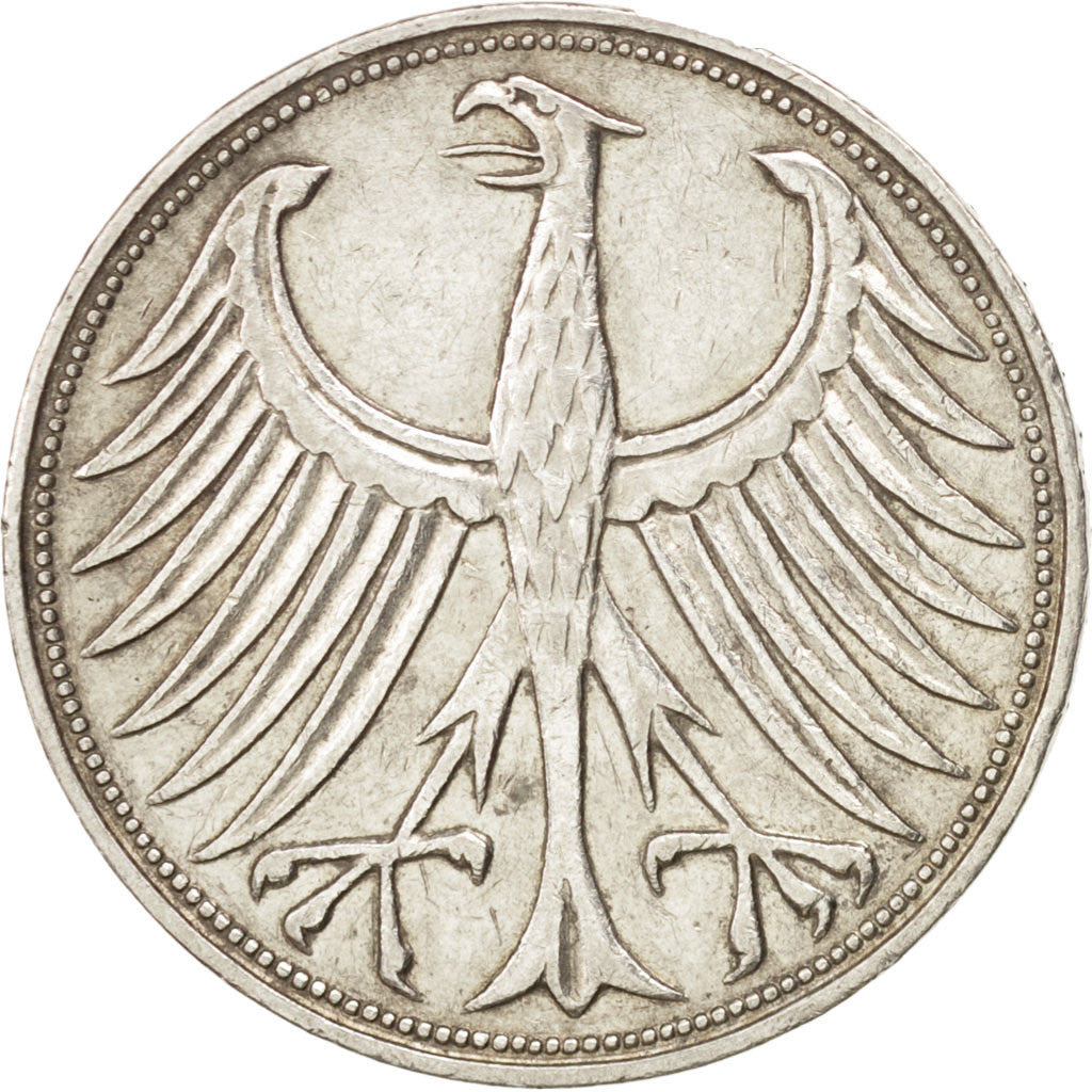 Coin, GERMANY - FEDERAL REPUBLIC, 5 Mark, 1957, Hambourg, AU(50-53), Silver