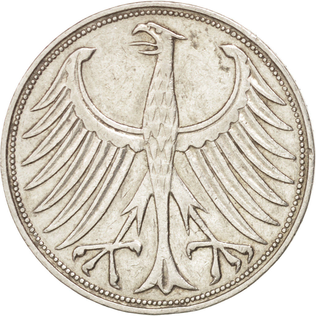 GERMANY - FEDERAL REPUBLIC, 5 Mark, 1959, Hambourg, KM #112.1, EF(40-45),...