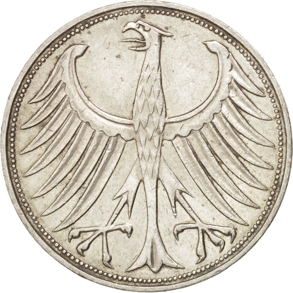 Coin, GERMANY - FEDERAL REPUBLIC, 5 Mark, 1960, Hambourg, AU(55-58), Silver