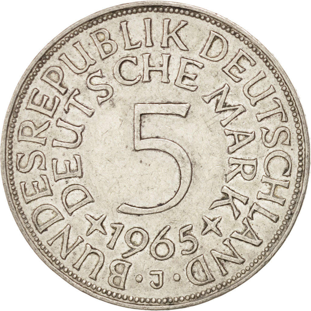 Monnaie, République fédérale allemande, 5 Mark, 1965, Hambourg, TTB+, Argent