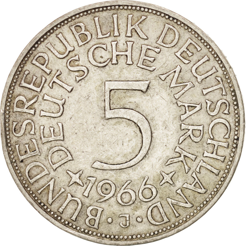Coin, GERMANY - FEDERAL REPUBLIC, 5 Mark, 1966, Hambourg, AU(50-53), Silver