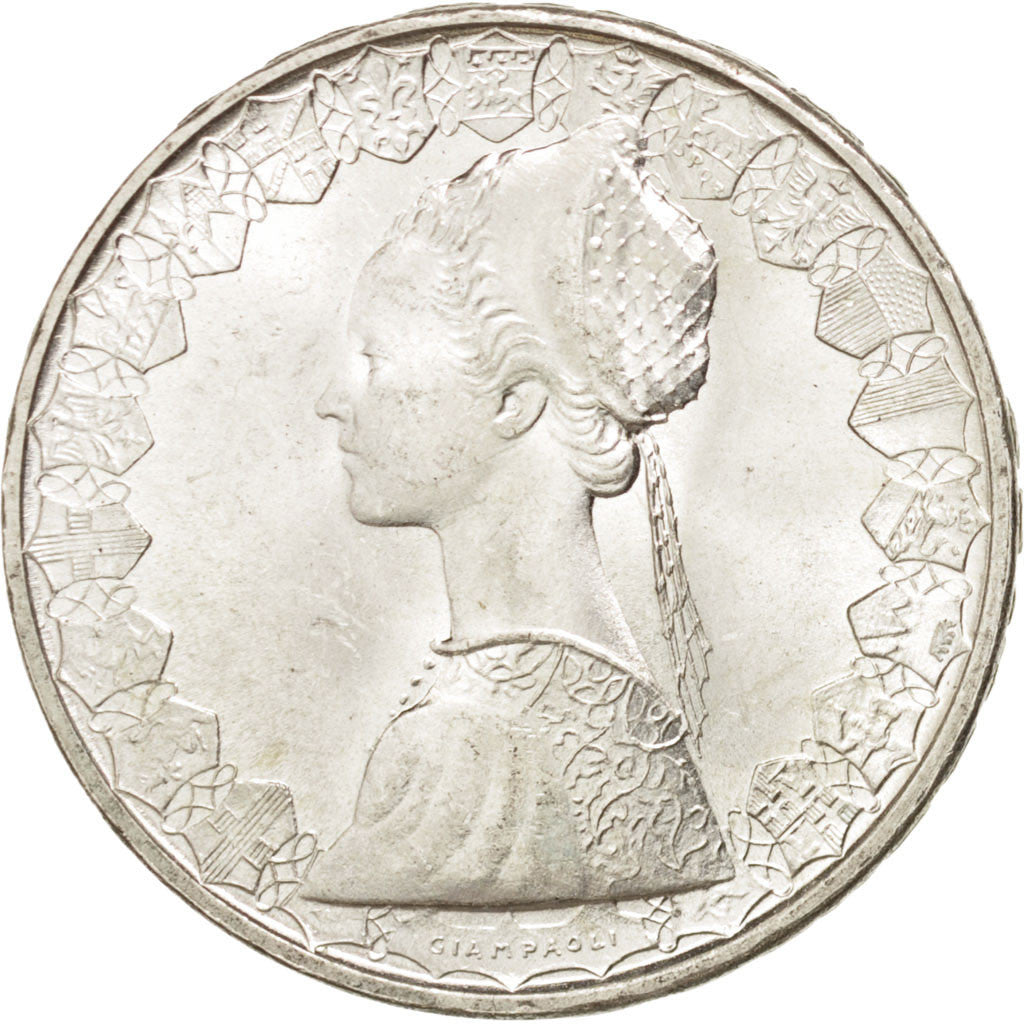 ITALY, 500 Lire, 1967, Rome, KM #98, MS(63), Silver, 29.3, 11.05