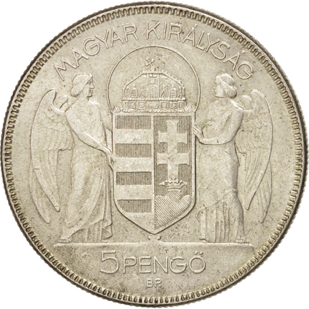 HUNGARY, 5 Pengo, 1930, Budapest, KM #512.1, AU(50-53), Silver, 36, 25.05