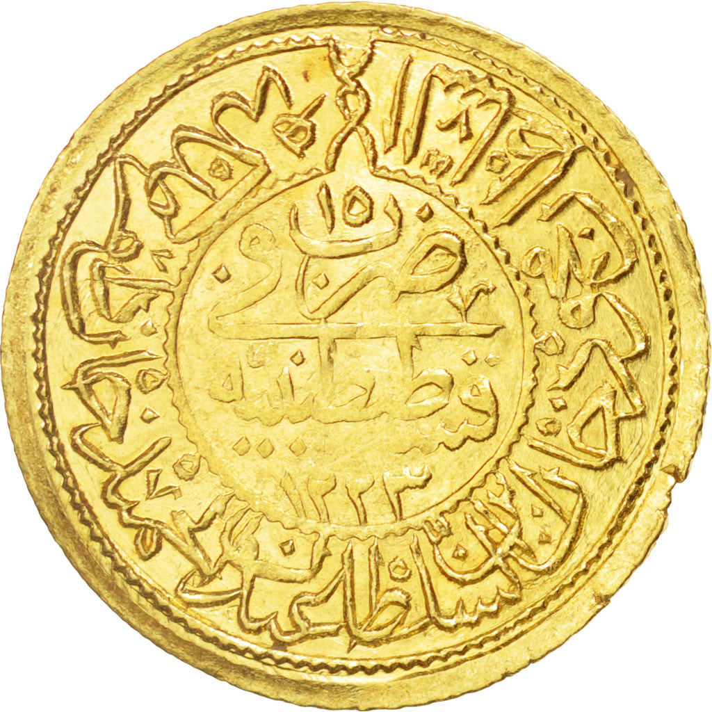 TURKEY, Rumi Altin, 1822, Qustantiniyah, KM #616, AU(55-58), Gold, 23, 2.40