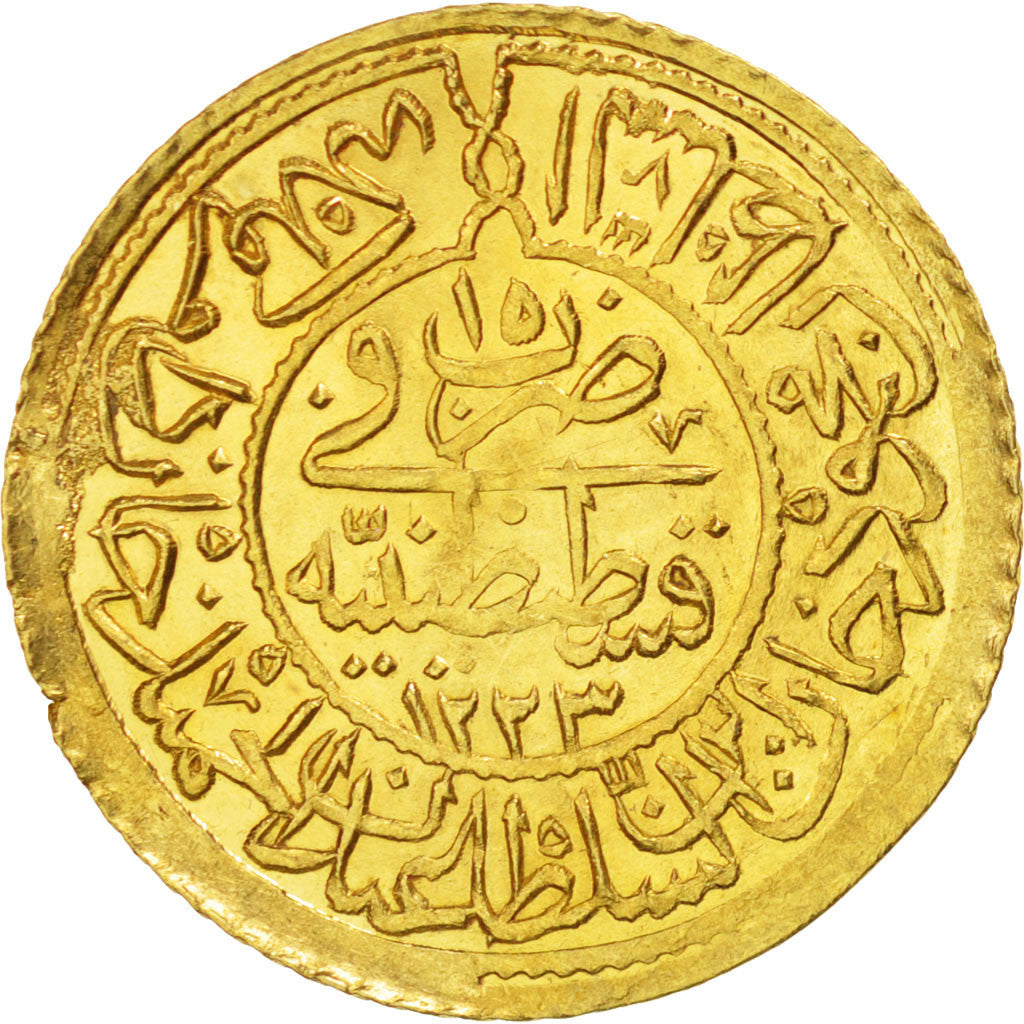 TURKEY, Rumi Altin, 1822, Qustantiniyah, KM #616, AU(55-58), Gold, 23, 2.45
