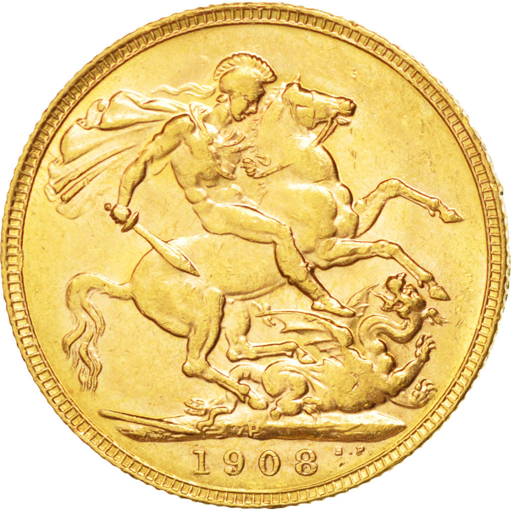 AUSTRALIA, Sovereign, 1908, Perth, KM #15, AU(50-53), Gold, 21, 8.01