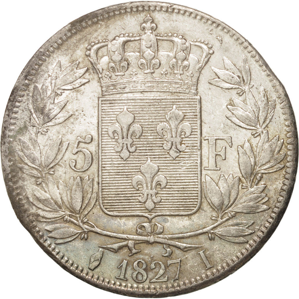 Coin, France, Charles X, 5 Francs, 1827, Limoges, AU(50-53), Silver, KM:728.6