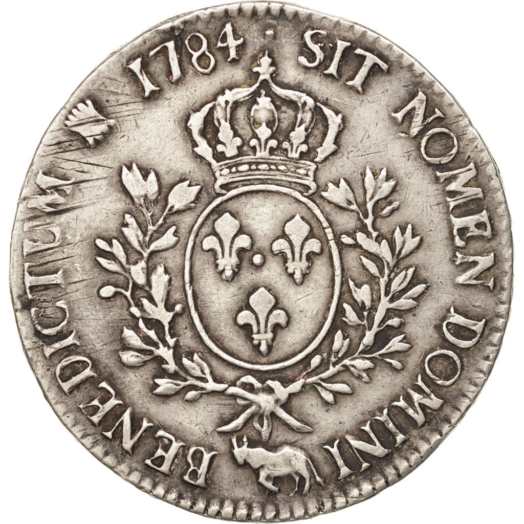 FRANCE, Écu de Béarn aux branches d'olivier, ECU, 1784, Pau, KM #572, EF(40-45),