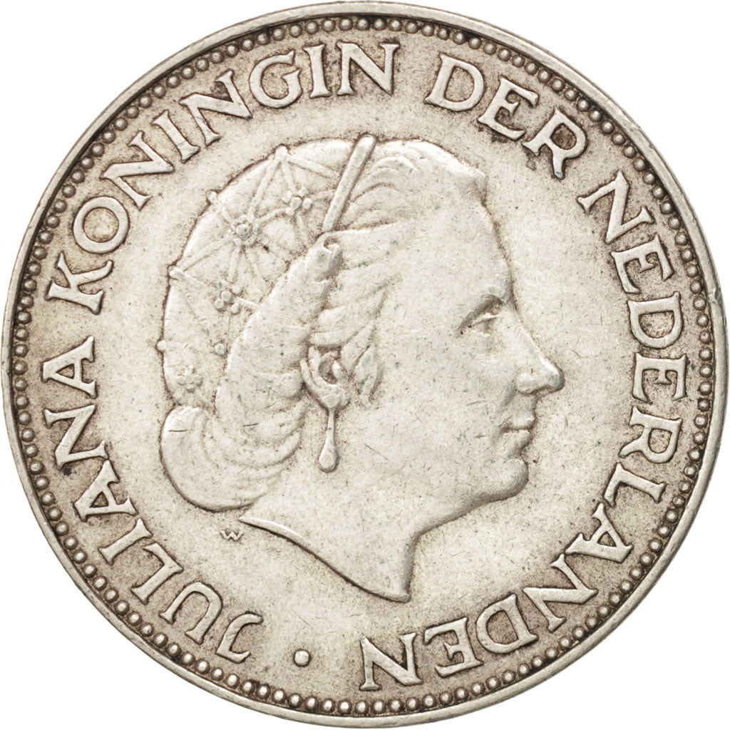 Coin, Netherlands, Juliana, 2-1/2 Gulden, 1960, AU(50-53), Silver, KM:185