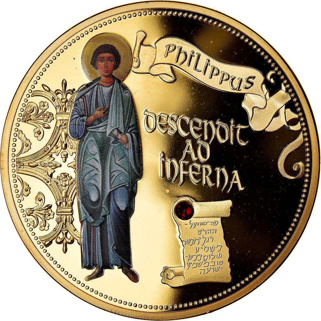 France, Medal, Les 12 Apôtres - Philippe, MS(65-70), Copper Gilt