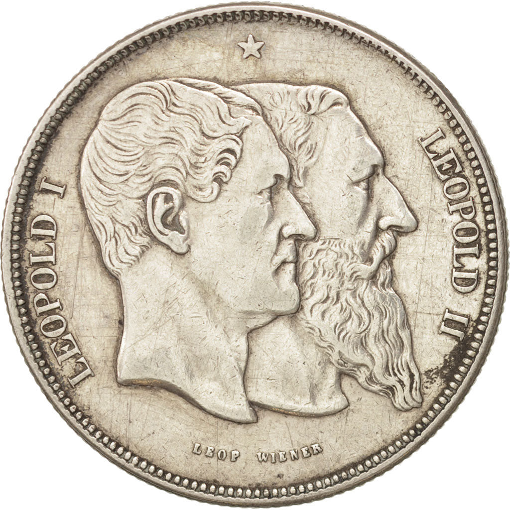 Belgio, 5 Francs, 1880, BB, Argento, KM:8