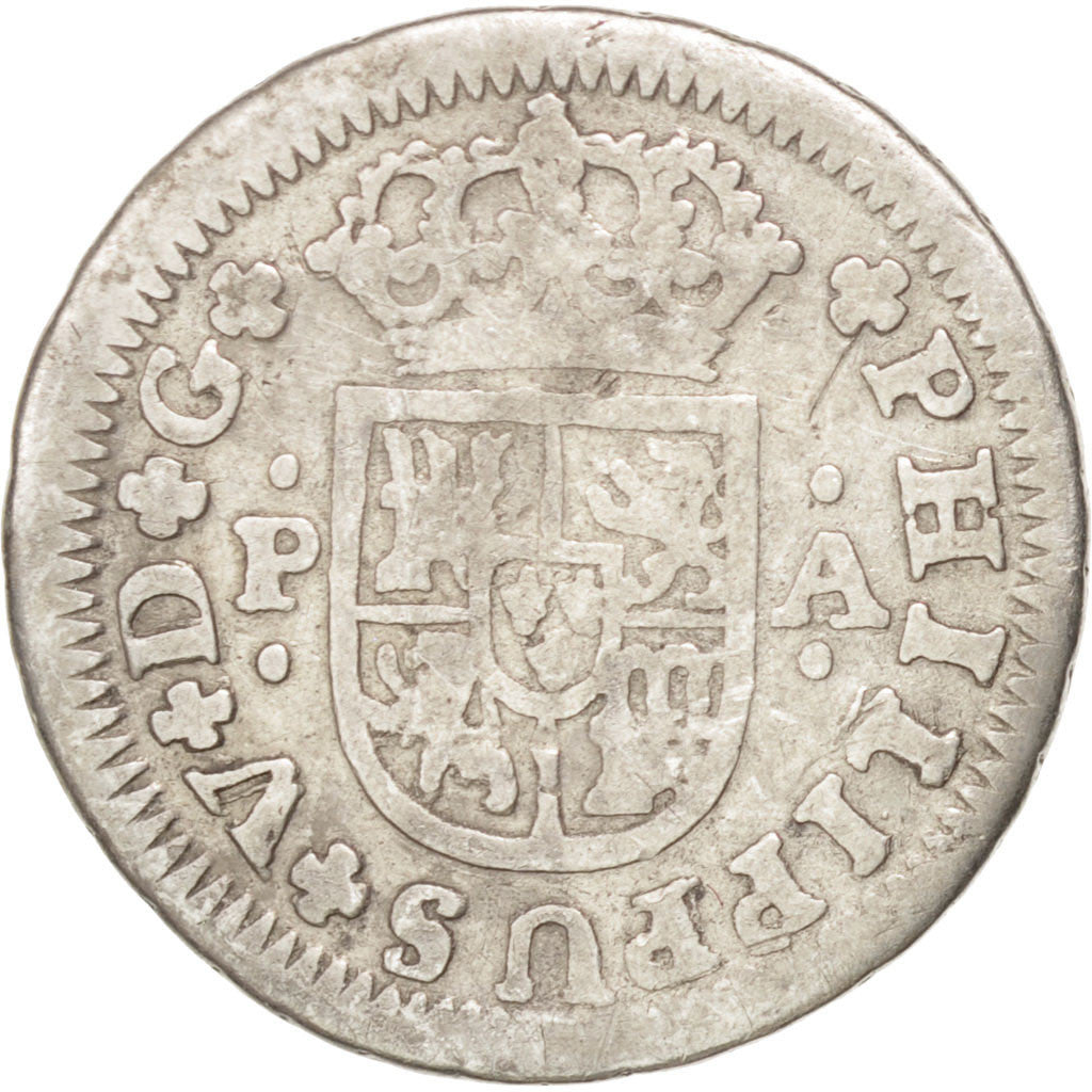 SPAIN, 1/2 Real, 1733, Seville, KM #350.2, VF(30-35), Silver, 1.30
