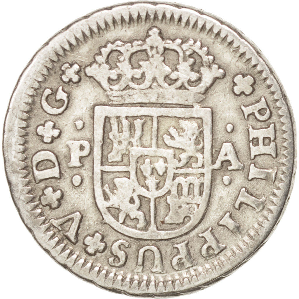 SPAIN, 1/2 Real, 1733, Seville, KM #350.2, EF(40-45), Silver, 1.38