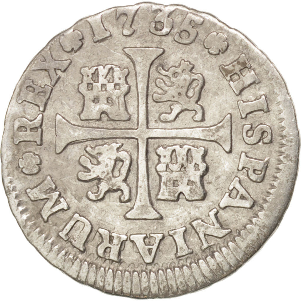 SPAIN, 1/2 Real, 1735, Madrid, KM #350.1, EF(40-45), Silver, 1.35
