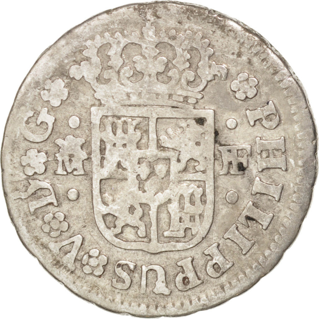 SPAIN, 1/2 Real, 1738, Madrid, KM #350.1, EF(40-45), Silver, 1.38