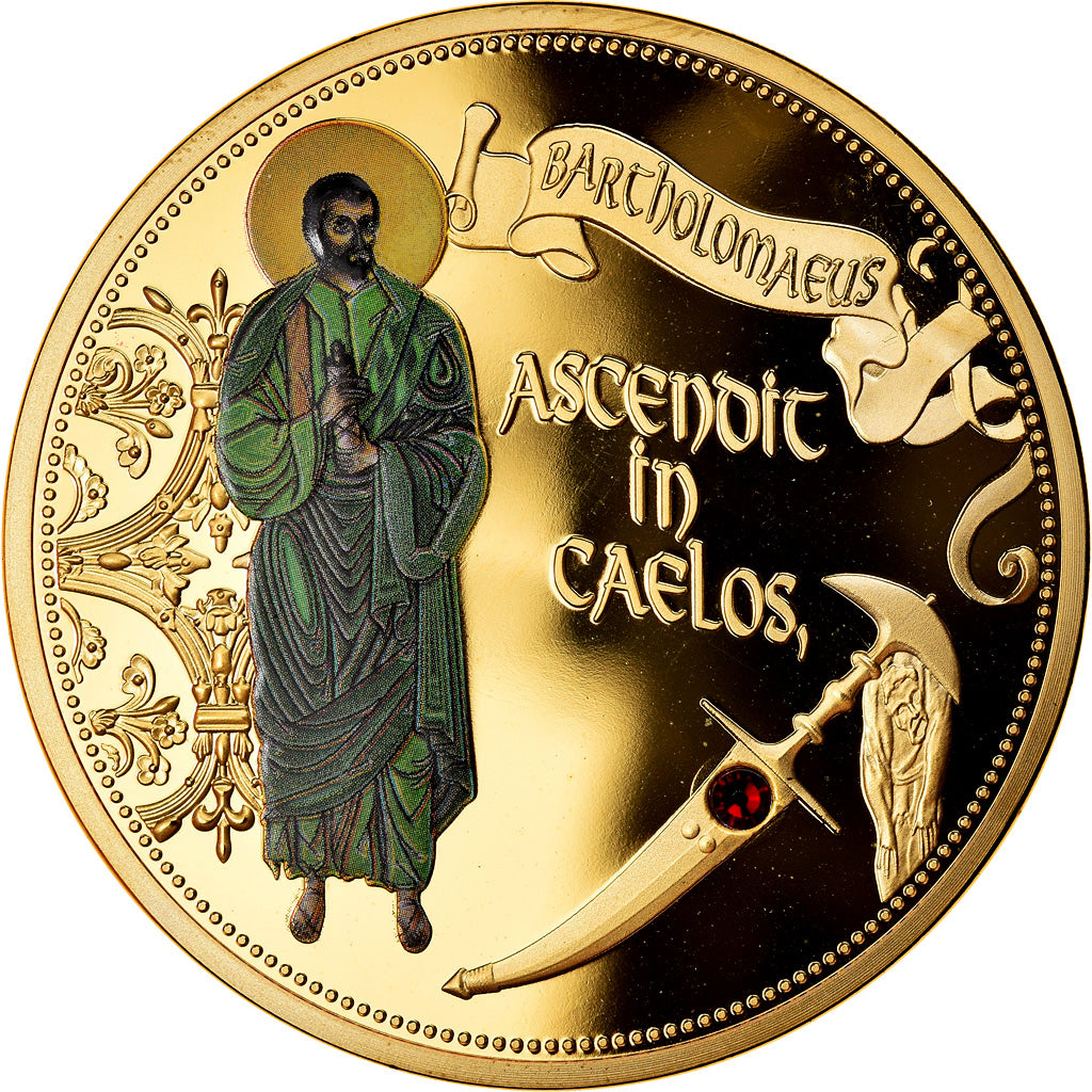 France, Medal, Les 12 Apôtres - Barthélémy, MS(65-70), Copper Gilt