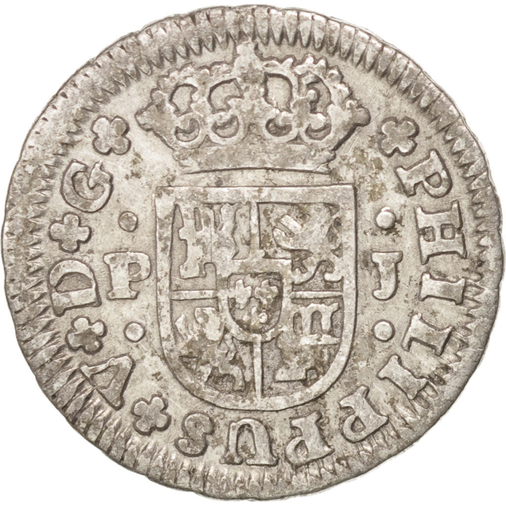 SPAIN, 1/2 Real, 1738, Seville, KM #350.2, EF(40-45), Silver, 1.38
