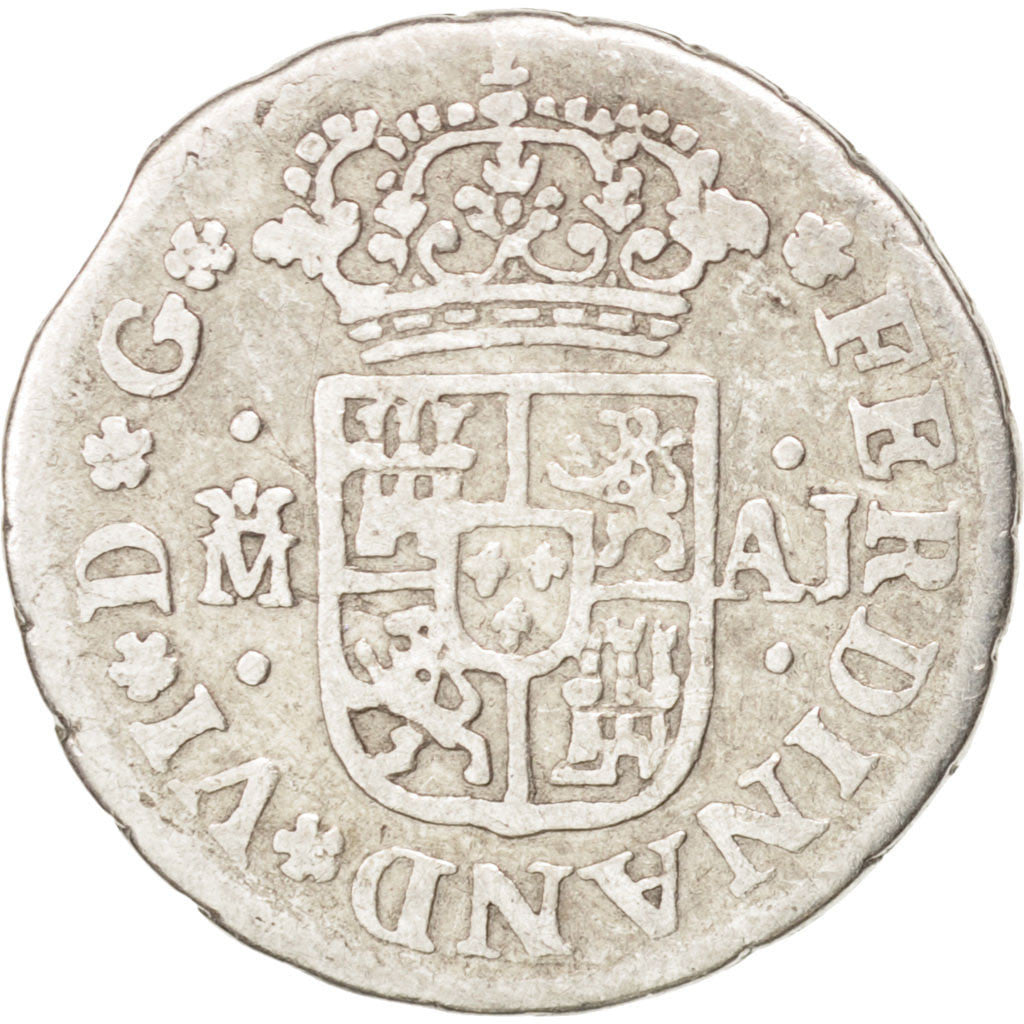 SPAIN, 1/2 Real, 1746, Madrid, KM #370.1, EF(40-45), Silver, 1.45