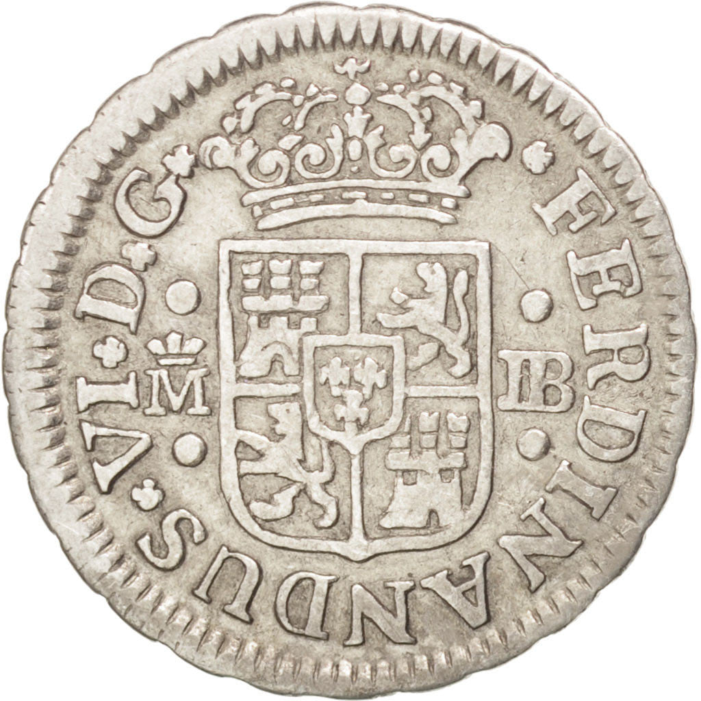 Spagna, Ferdinand VI, 1/2 Réal, 1749, Madrid, BB, Argento, KM:370.1
