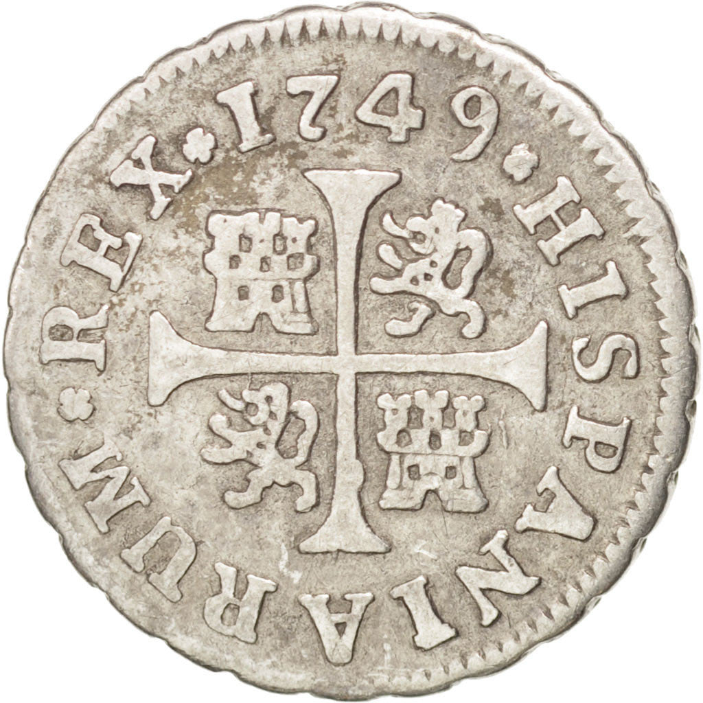 Spagna, Ferdinand VI, 1/2 Réal, 1749, Madrid, BB, Argento, KM:370.1
