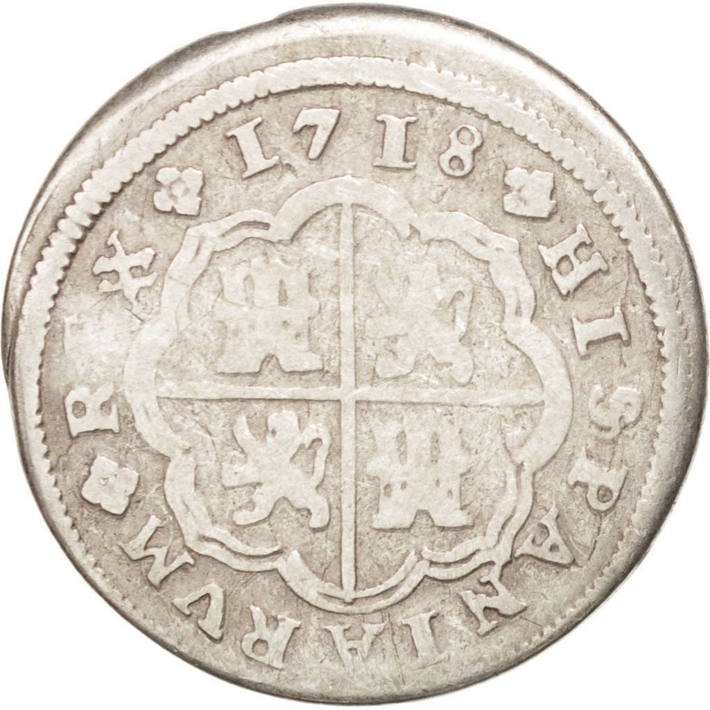 Spagna, Philip V, Real, 1718, Cuenca, MB+, Argento, KM:306.1