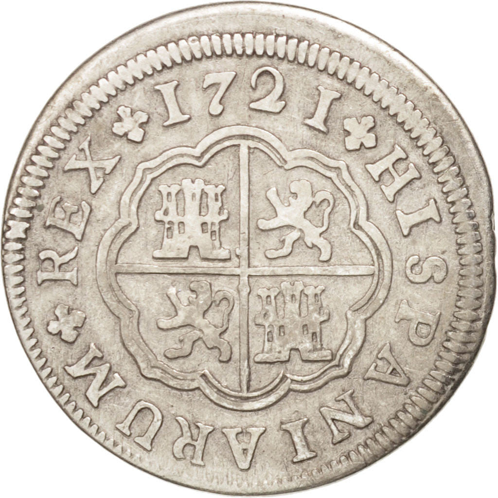 Spagna, Philip V, Real, 1721, Segovia, BB, Argento, KM:299