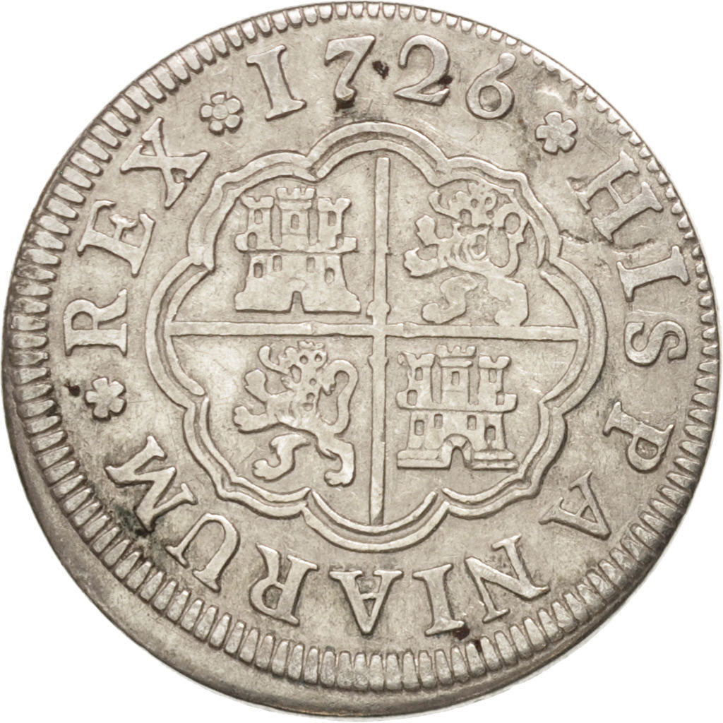 SPAIN, Real, 1726, Segovia, KM #299, EF(40-45), Silver, 2.70