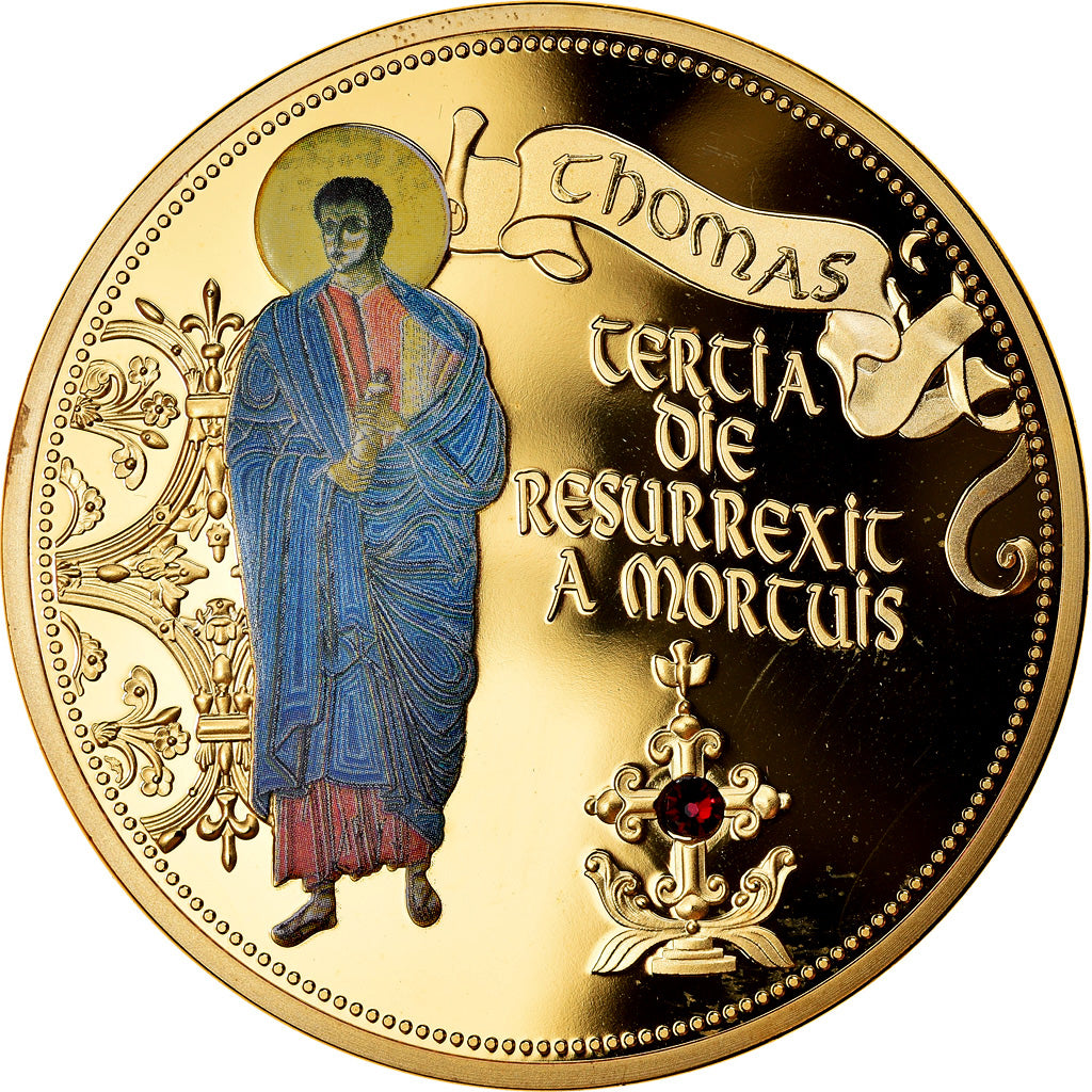 France, Medal, Les 12 Apôtres - Thomas, MS(65-70), Copper Gilt