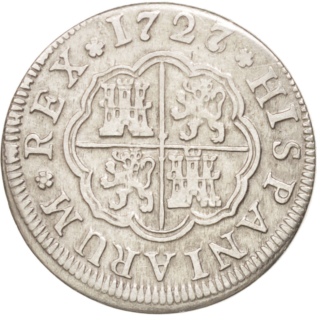 SPAIN, Real, 1727, Segovia, KM #299, AU(50-53), Silver, 2.78