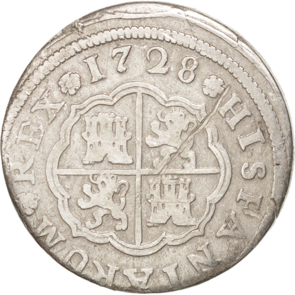 Moneda, España, Philip V, Real, 1728, Madrid, MBC, Plata, KM:298