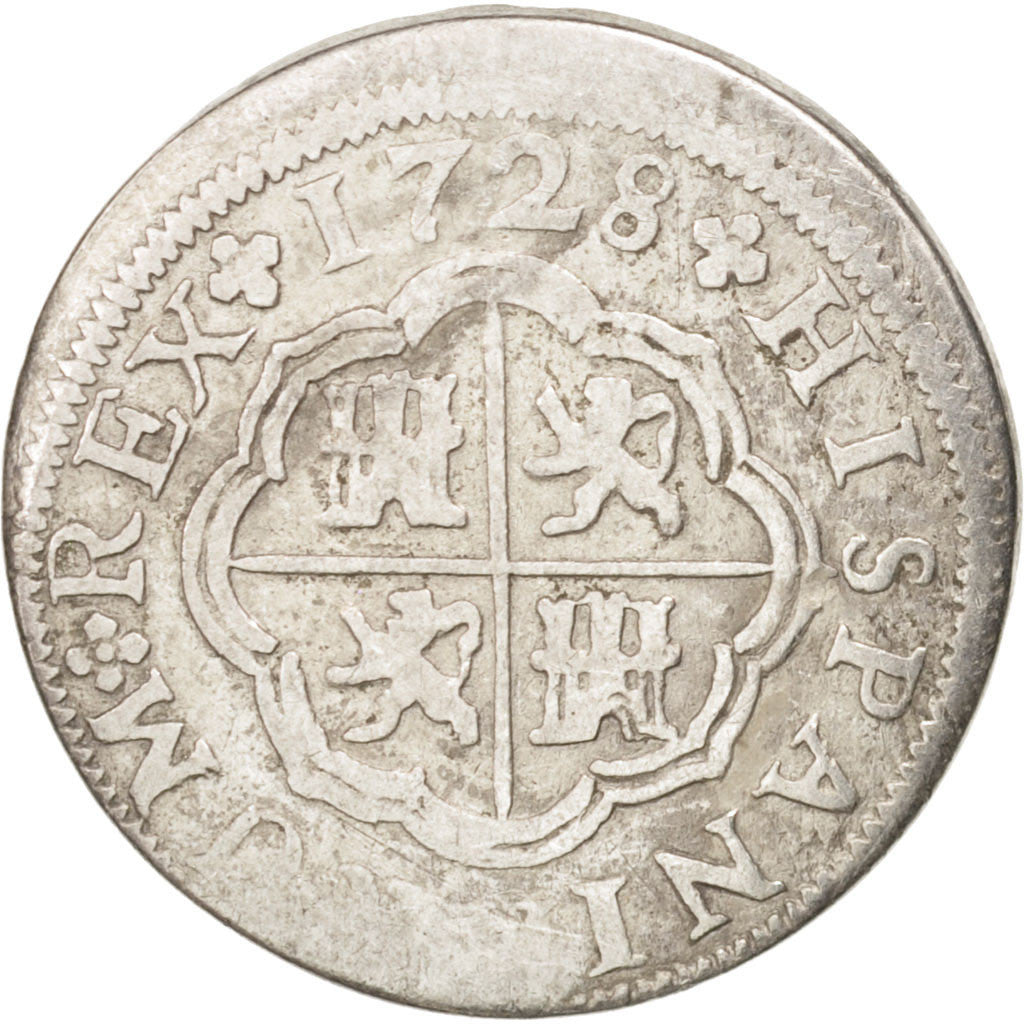 Spagna, Philip V, Real, 1728, Seville, BB, Argento, KM:306.2